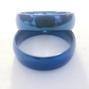 New blue‎ tone stainless steel ring size 7